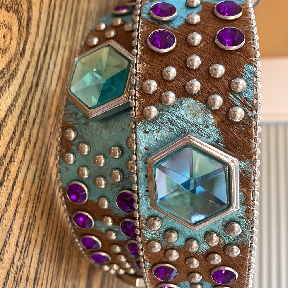 Embellished Turquoise Crystal Western Belt - Picture 6 of 8